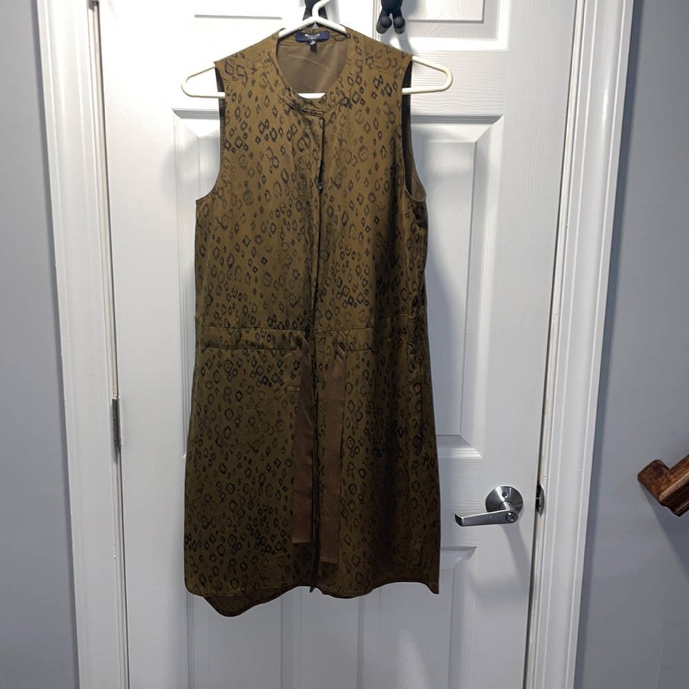 Madewell Olive Playa Leopard Fade Silk Dress M